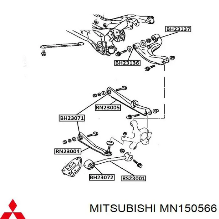 Compre MN150566 Mitsubishi Braço oscilante de suspensão traseira transversal