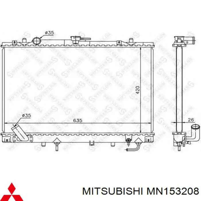 Radiador de esfriamento de motor Mitsubishi MN153208 preço, a partir de 161,88 USD