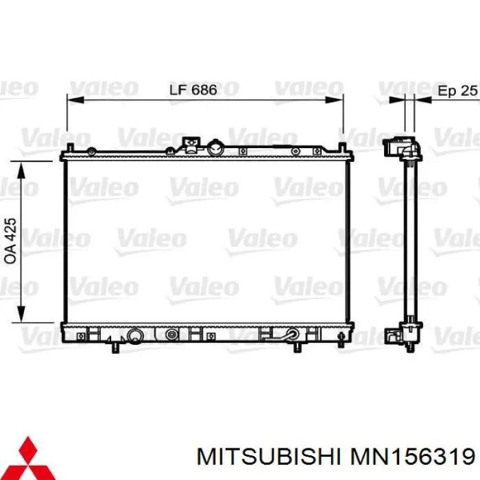 Radiador de esfriamento de motor Mitsubishi MN156319 preço, a partir de 126,20 USD