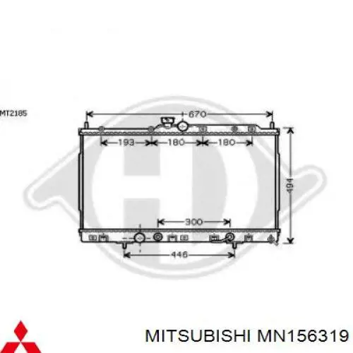 Radiador de esfriamento de motor MN156319 Mitsubishi
