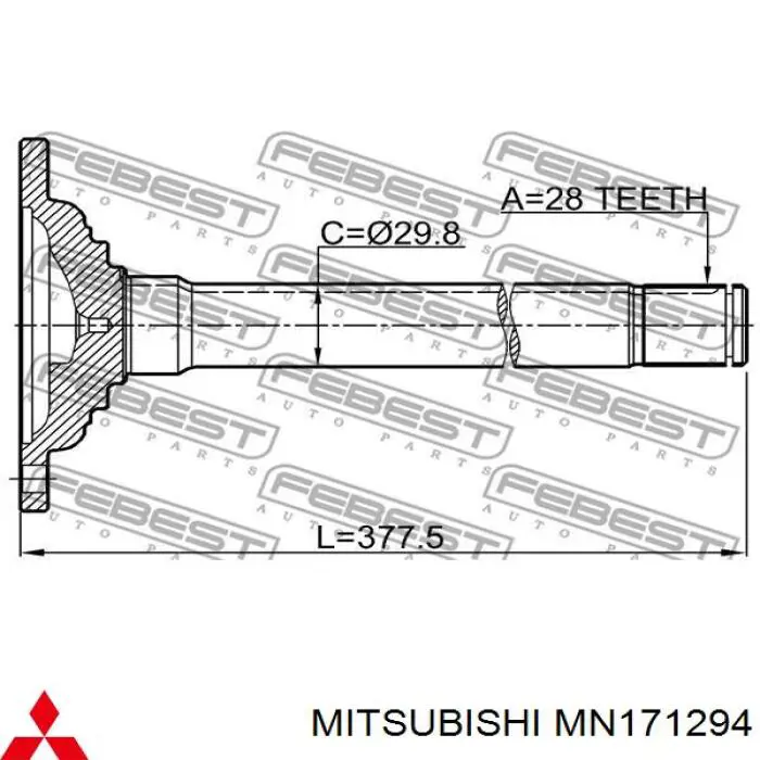 MN171294 Mitsubishi Veio de acionamento do semieixo intermédio