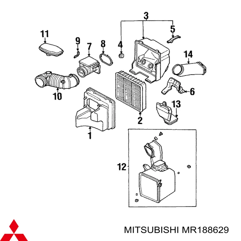 Tomada de ar de filtro de ar Mitsubishi MR188629 preço, a partir de  