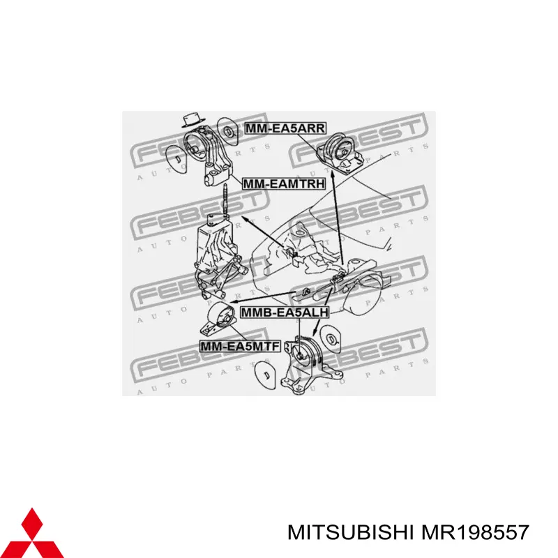 MR198557 Mitsubishi Coxim (suporte) esquerdo de motor