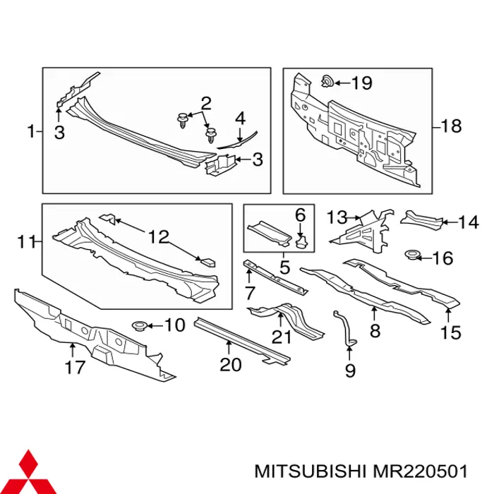 MR220501 Mitsubishi Cápsula (prendedor) de fixação do forro do pára-choque do pára-lama dianteiro