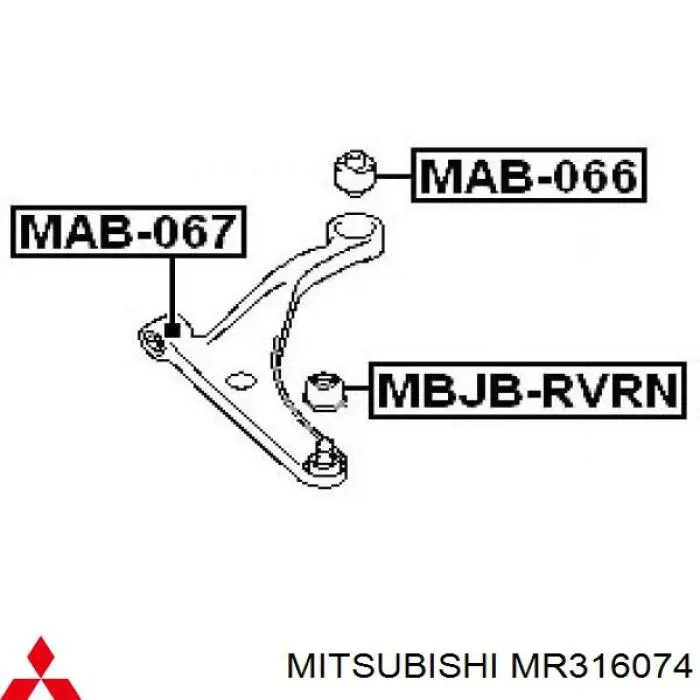 MR316074 Mitsubishi Bloco silencioso dianteiro do braço oscilante inferior