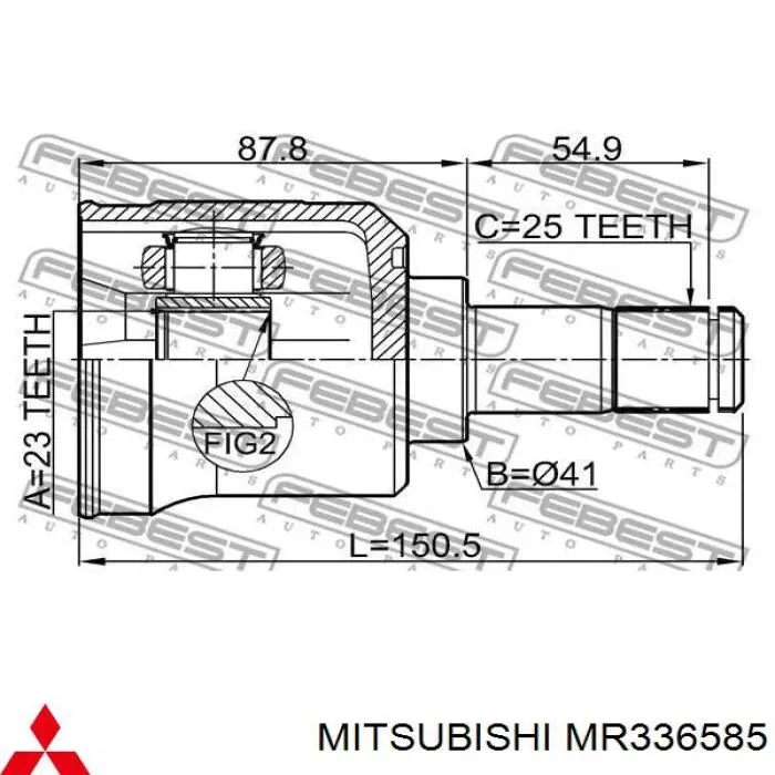 Junta homocinética interna dianteira Mitsubishi MR336585 preço, a partir de 98,84 USD