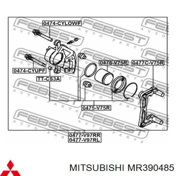 Compre MR390485 Mitsubishi Pistão de suporte do freio traseiro