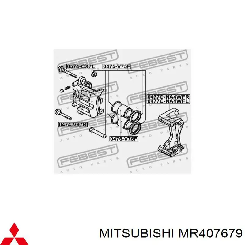 Compre MR407679 Mitsubishi Braçadeira do freio de suporte dianteiro