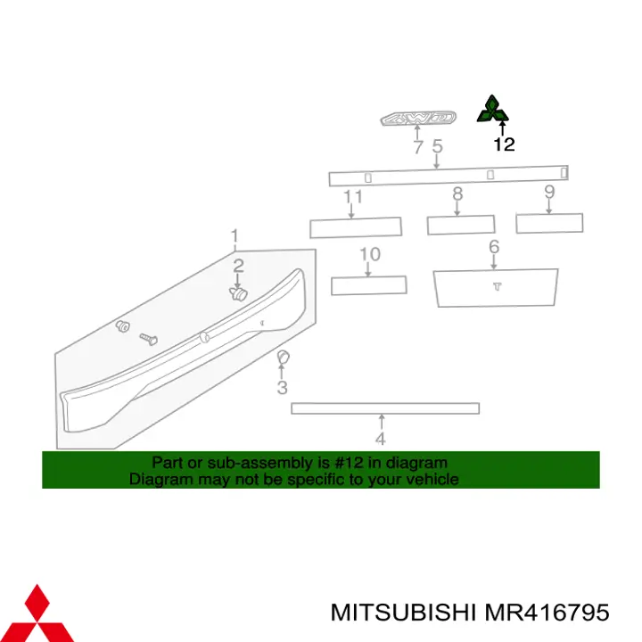 Emblema de tampa de porta-malas (emblema de firma) Mitsubishi Pajero III 