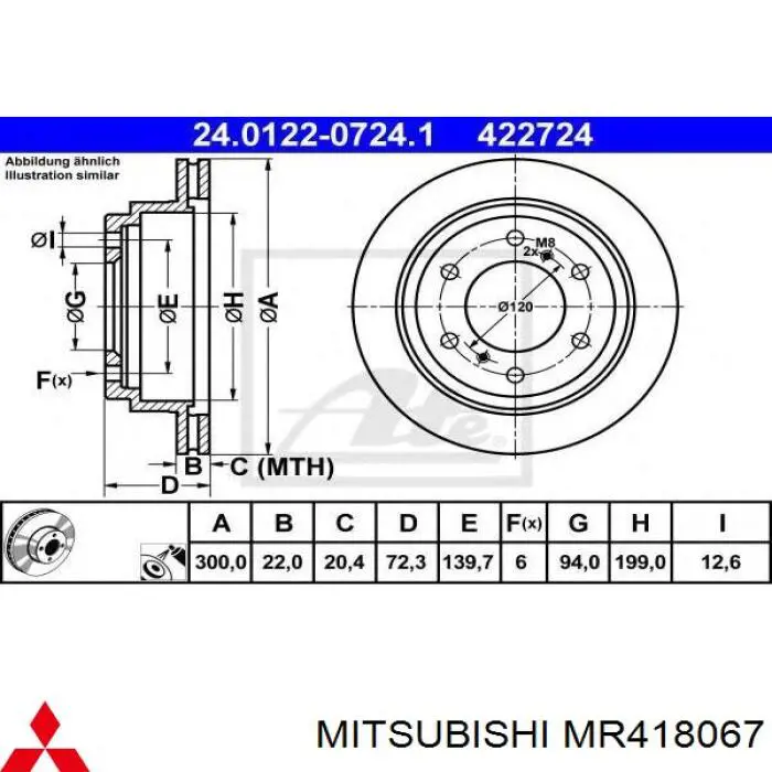 Disco do freio traseiro Mitsubishi MR418067 preço, a partir de 45,46 USD