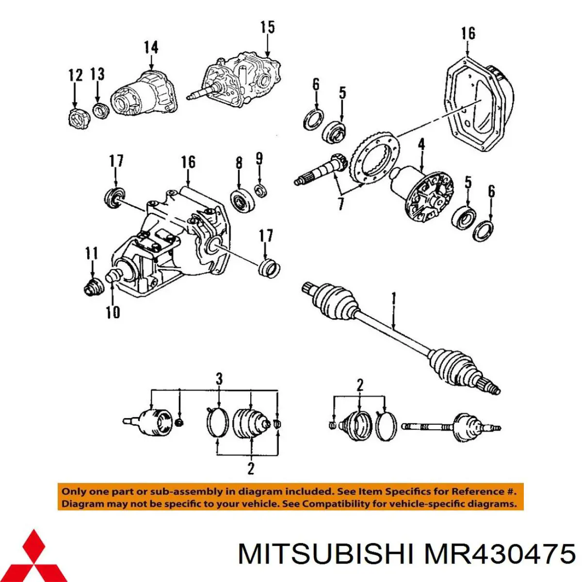 MR430475 Mitsubishi Rolamento de diferencial do eixo dianteiro