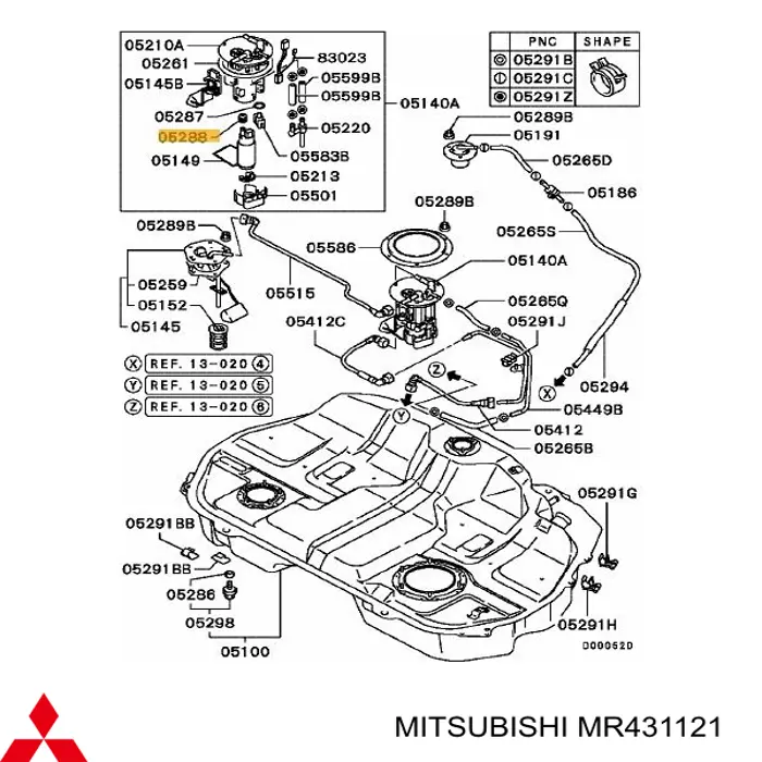 MR431121 Mitsubishi Compactador da bomba de combustível