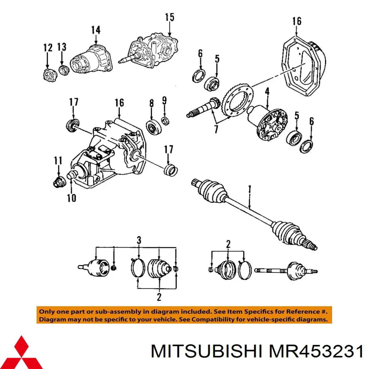 MR453231 Mitsubishi Rolamento interno do semieixo do eixo traseiro