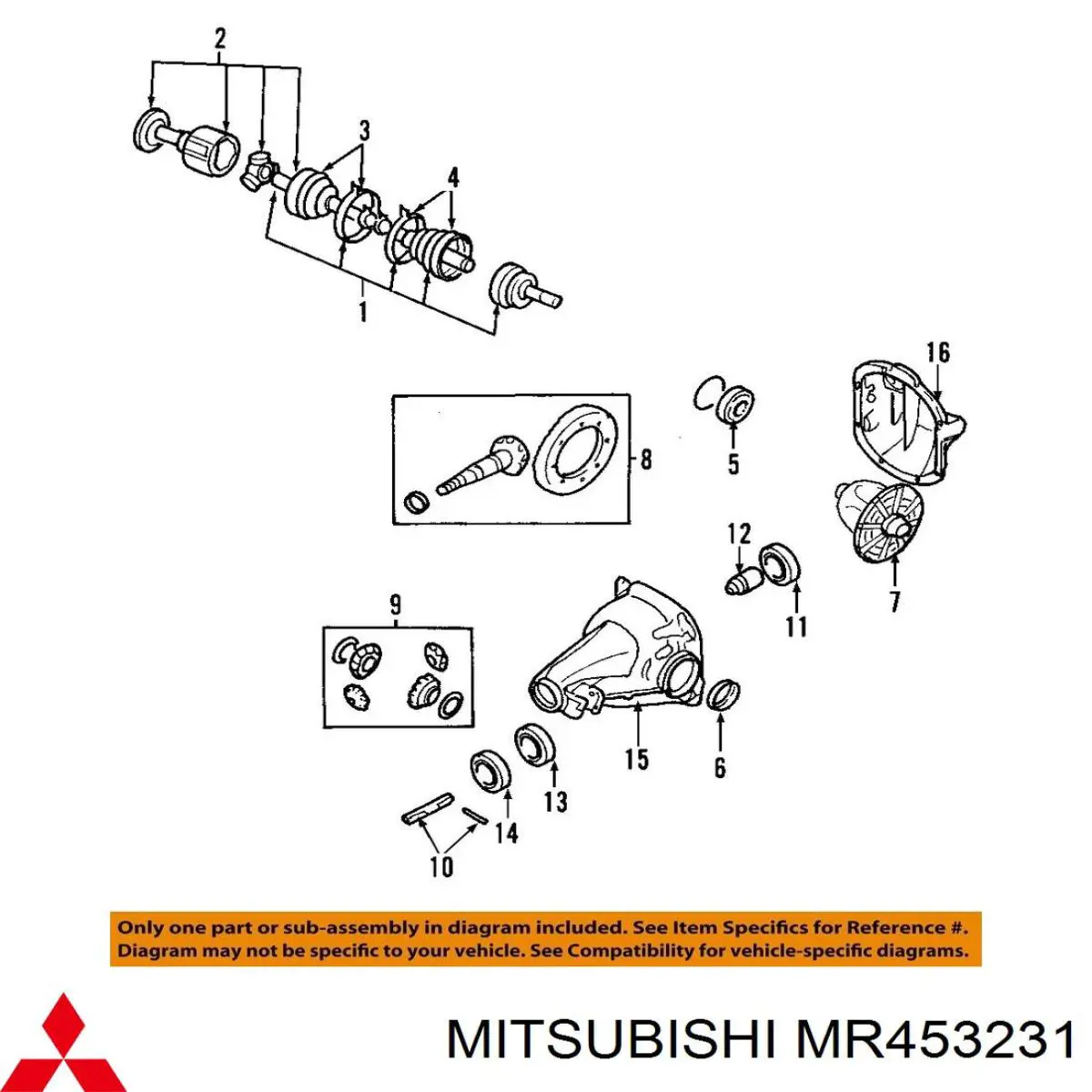 Rolamento interno do semieixo do eixo traseiro Mitsubishi MR453231 preço, a partir de 49,14 USD