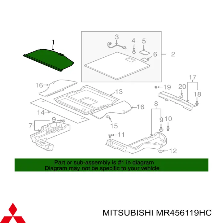 Estore da seção de bagagem Mitsubishi MR456119HC preço, a partir de 81,40 USD