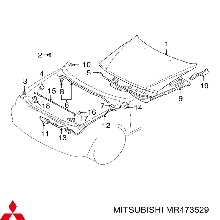 Gozno da capota esquerdo Mitsubishi MR473529 preço, a partir de 34,15 USD