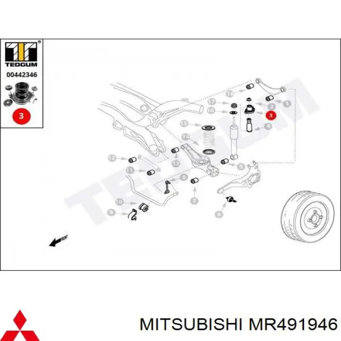 Compre MR491946 Mitsubishi Suporte de amortecedor traseiro