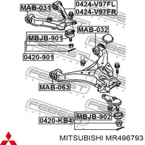 Braço oscilante superior esquerdo de suspensão dianteira Mitsubishi MR496793 preço, a partir de 98,75 USD