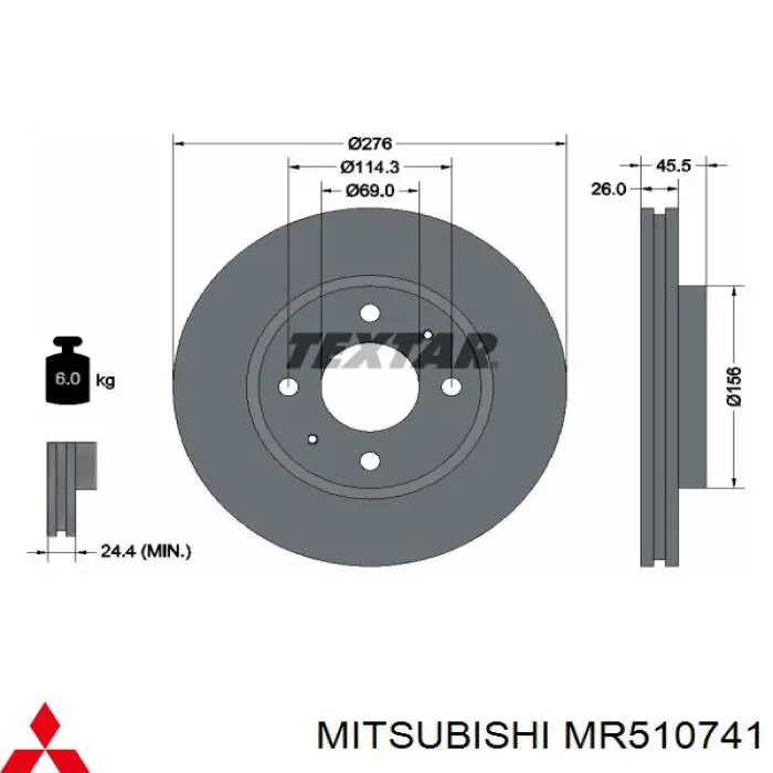 Compre MR510741 Mitsubishi Disco do freio dianteiro
