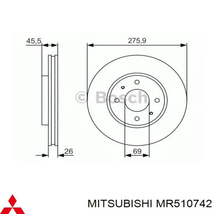 Disco do freio dianteiro Mitsubishi MR510742 preço, a partir de 70,66 USD