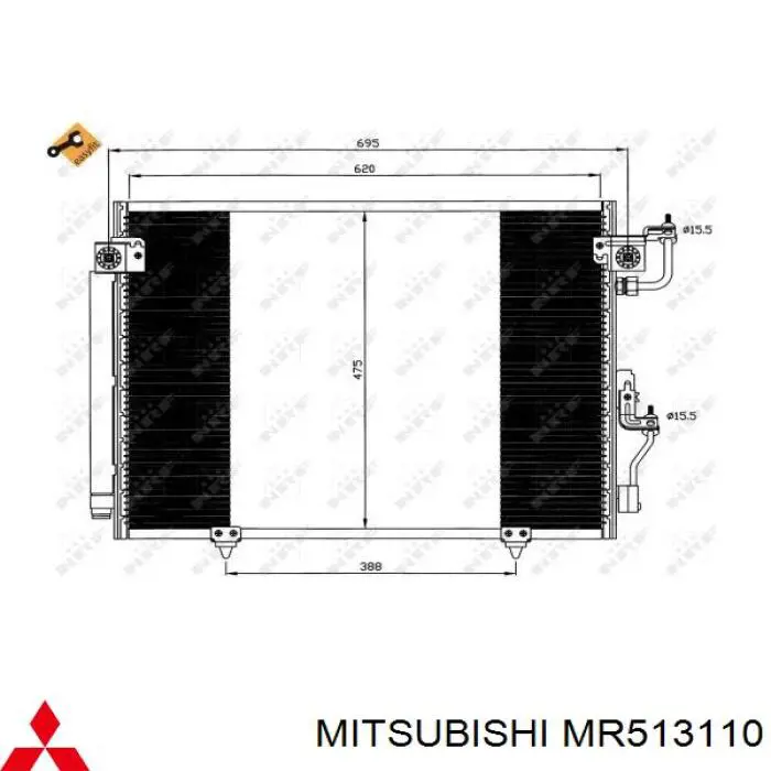 Radiador de aparelho de ar condicionado Mitsubishi MR513110 preço, a partir de 114,07 USD