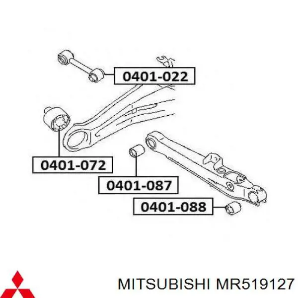 Bloco silencioso do braço oscilante inferior traseiro longitudinal Mitsubishi MR519127 preço, a partir de 24,14 USD
