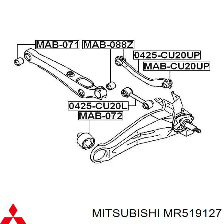 Compre MR519127 Mitsubishi Bloco silencioso do braço oscilante inferior traseiro longitudinal
