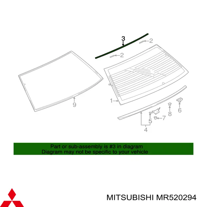 Moldura superior de vidro traseiro Mitsubishi MR520294 preço, a partir de  USD
