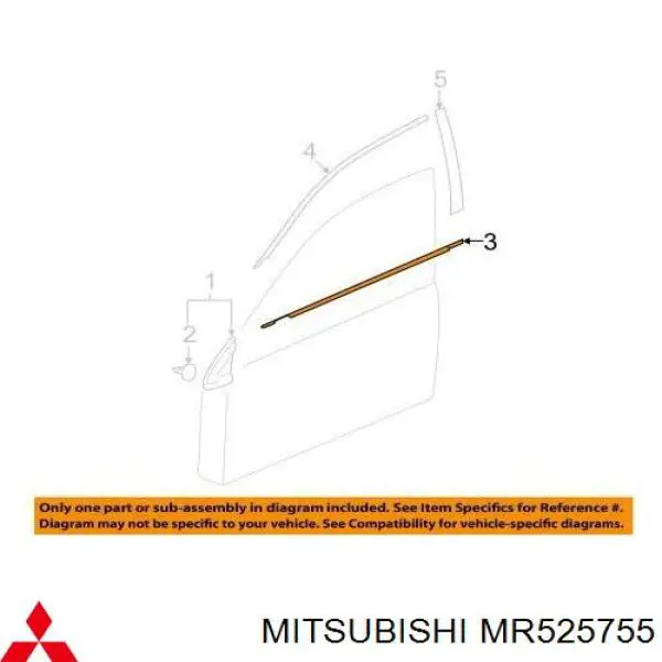 MR525755 Mitsubishi Moldura de vidro deslizante da porta dianteira esquerda