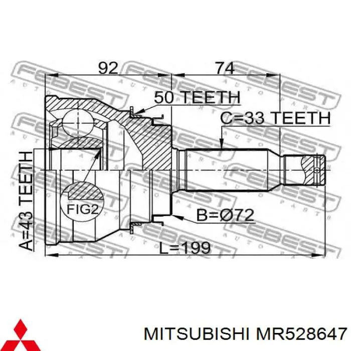 MR528647 Mitsubishi Semieixo traseiro
