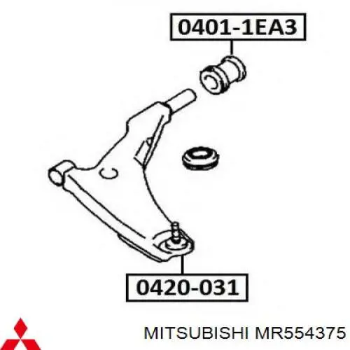 Braço oscilante inferior esquerdo de suspensão dianteira MR554375 Mitsubishi
