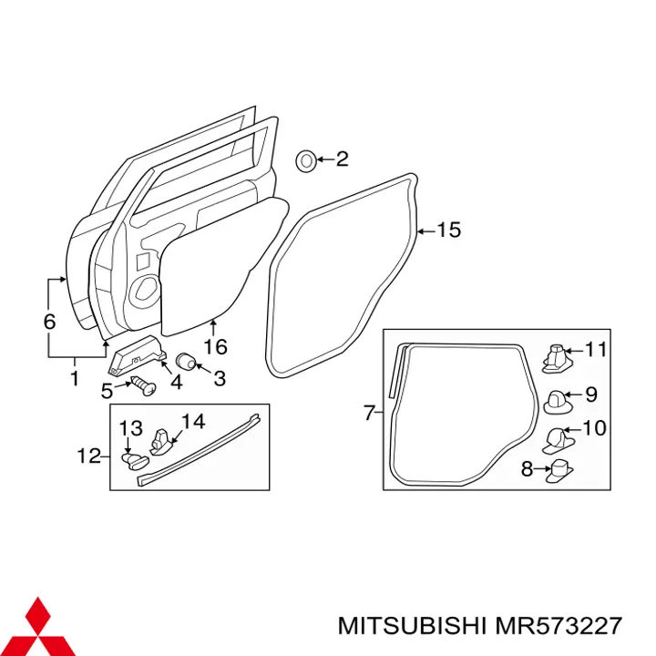 MR573227 Mitsubishi Grade de proteção de portas