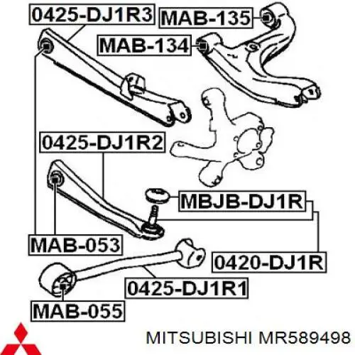 Barra longitudinal de suspensão traseira Mitsubishi MR589498 preço, a partir de 20,45 USD