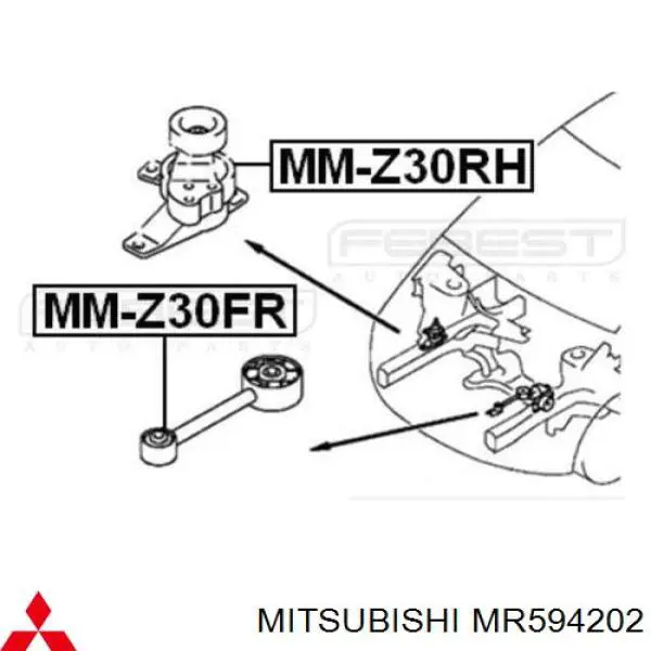 Coxim (suporte) direito de motor Mitsubishi MR594202 preço, a partir de 61,41 USD