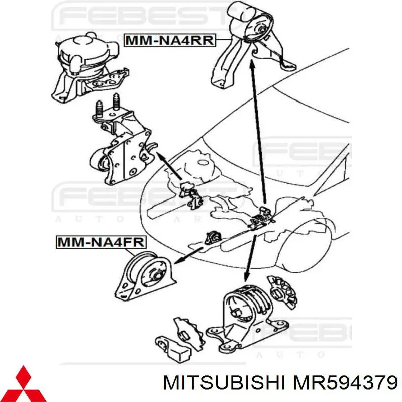 Compre MR594379 Mitsubishi Coxim (suporte) traseiro de motor