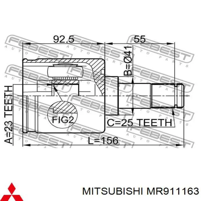Compre MR911163 Mitsubishi Junta homocinética interna dianteira