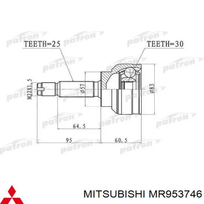 Semieixo (acionador) dianteiro direito Mitsubishi MR953746 preço, a partir de 153,06 USD