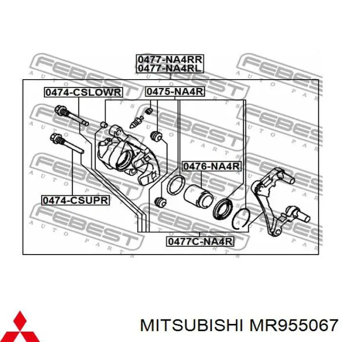 Kit de reparação de suporte do freio traseiro Mitsubishi MR955067 preço, a partir de 8,31 USD