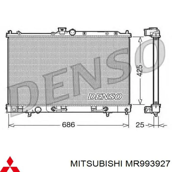 Radiador de esfriamento de motor MR993927 Mitsubishi