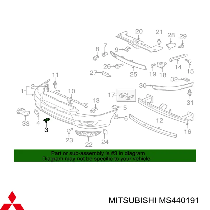 MS440191 Mitsubishi Cápsula (prendedor) de fixação do pára-choque dianteiro