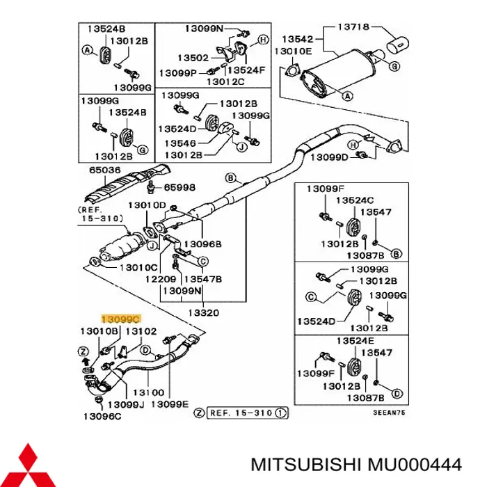 MU000444 Mitsubishi Parafuso do sistema de escape (do silenciador)