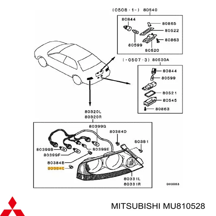 MU810528 Mitsubishi Braçadeira de fixação da luz traseira