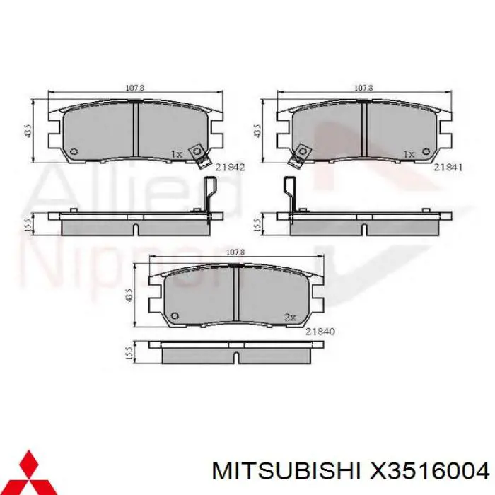 Sapatas do freio traseiras de disco Mitsubishi X3516004 preço, a partir de 22,49 USD