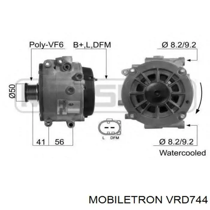 VRD744 Mobiletron Relê-regulador do gerador (relê de carregamento)