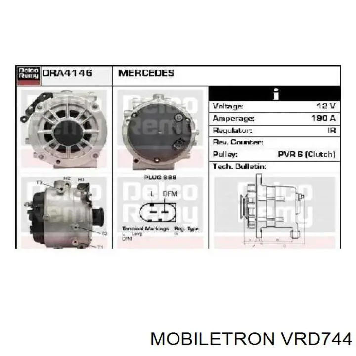 Relê-regulador do gerador (relê de carregamento) Mobiletron VRD744 preço, a partir de 43,79 USD
