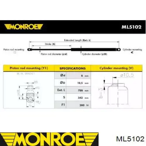 Amortecedor da capota esquerdo GS0101 Magneti Marelli