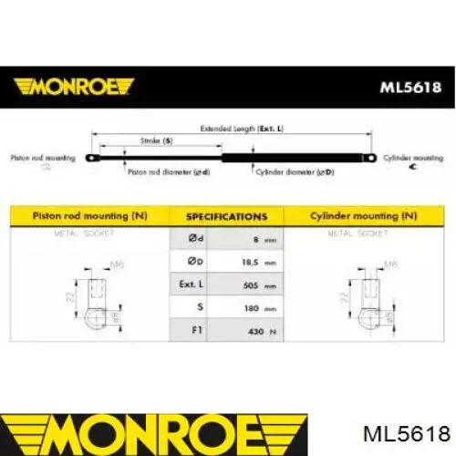 430719060900 Magneti Marelli Amortecedor de tampa de porta-malas (de 3ª/5ª porta traseira)