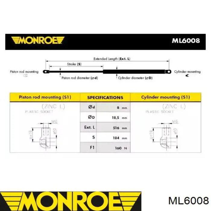 Compre GS1008 Magneti Marelli Amortecedor da capota esquerdo
