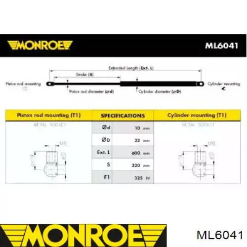 Amortecedor de tampa de porta-malas (de 3ª/5ª porta traseira) Meha MH71324 preço, a partir de 14,11 USD