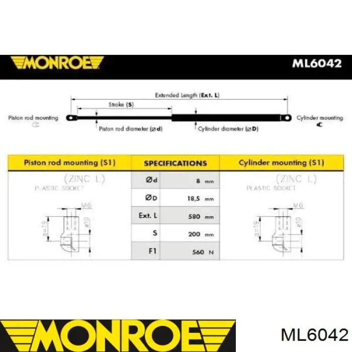 Amortecedor de tampa de porta-malas (de 3ª/5ª porta traseira) ST50930 Sato Tech